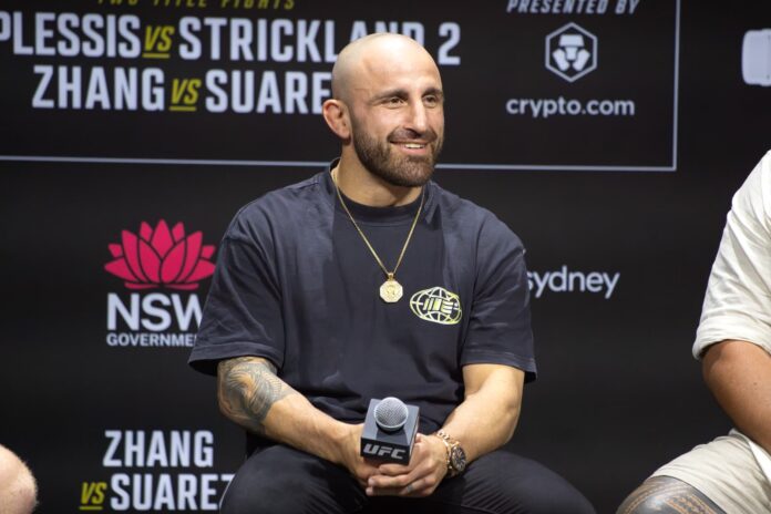 Alexander Volkanovski during the UFC 312 Q&A