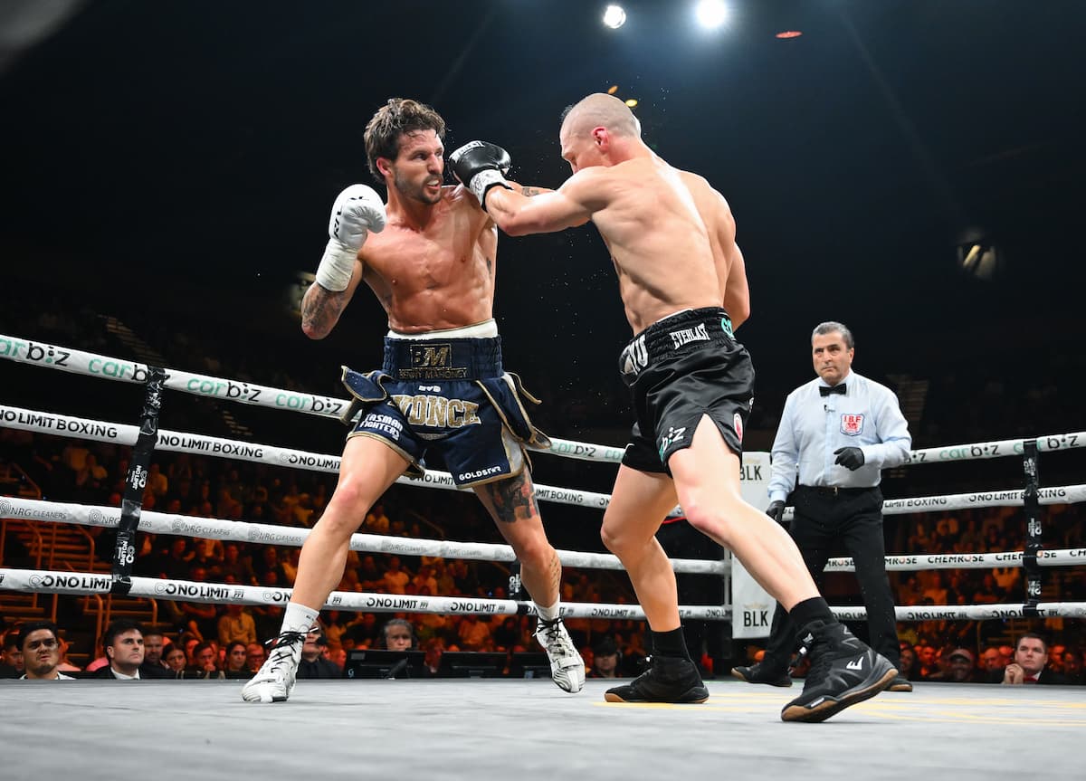 Ben Mahoney and Nikita Tszyu in action during their bout