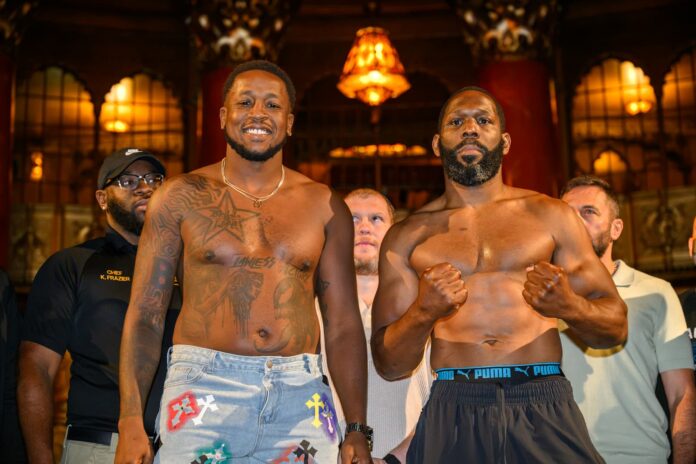 Brandon Moore and Bryant Jennings during the weigh-in ahead of their boxing bout