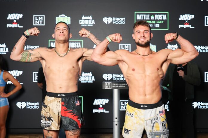 Bryan Battle and Dalton Rosta at the PFL Charlotte weigh-in