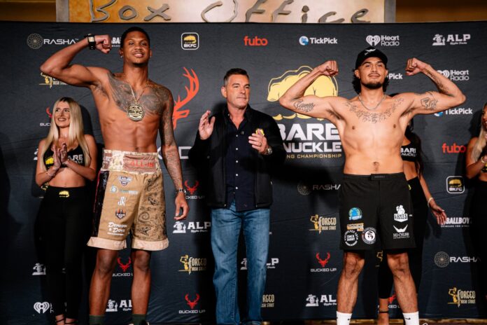 Bryce Henry and Carlos Trinidad-Snake at the BKFC Mohegan Sun weigh-in