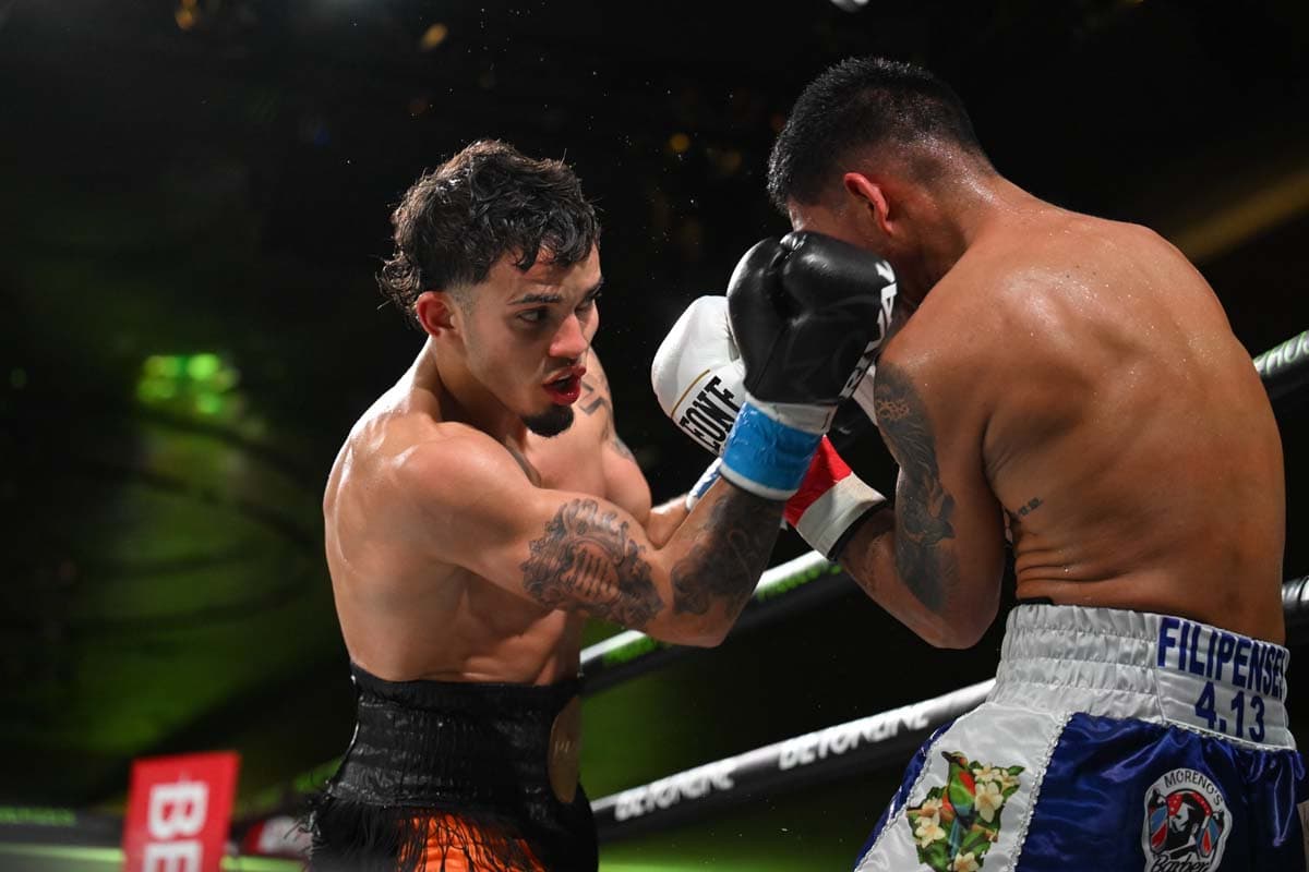 Carlos Jamil De Leon Castro lands an uppercut during his bout against Maxwel Montes