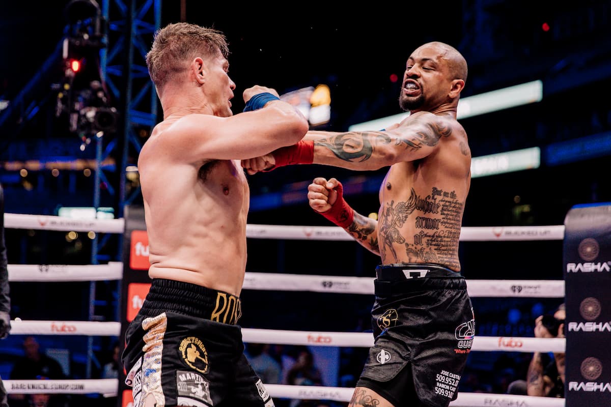 Charon Spain throws a jab during his bout against Charles Rosa