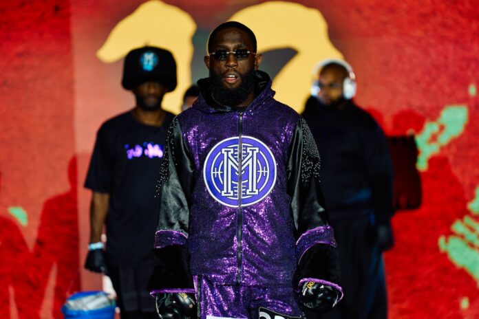 Corey Marksman makes his ring walk ahead of his bout against Tayden Beltran
