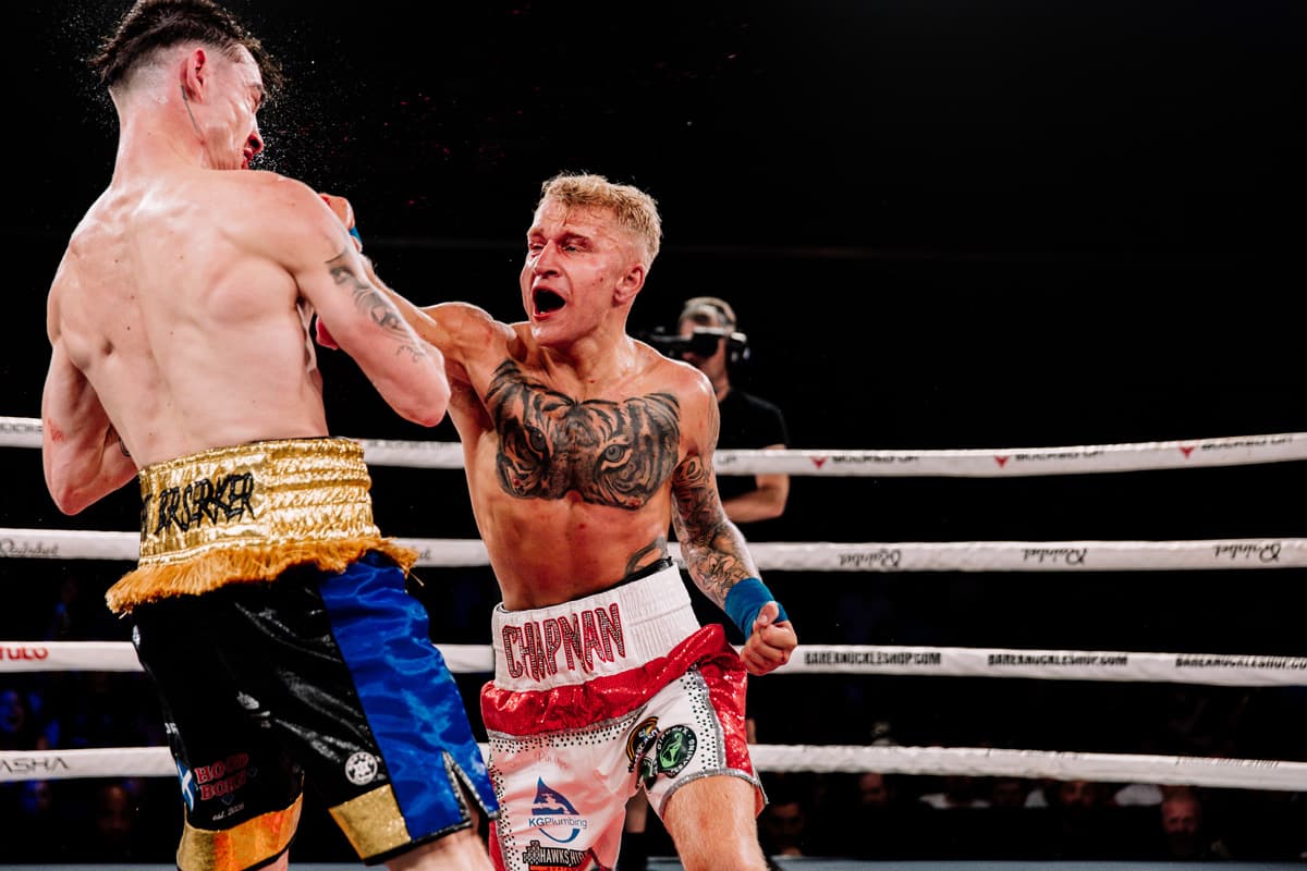 Cory Chapman lands a punch during his bout against Jack Blair