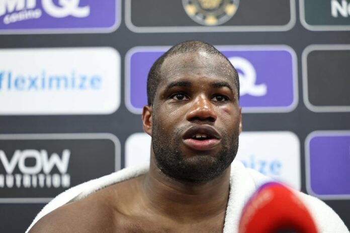 Daniel Dubois during the post-fight press conference after his bout against Fabio Wardley
