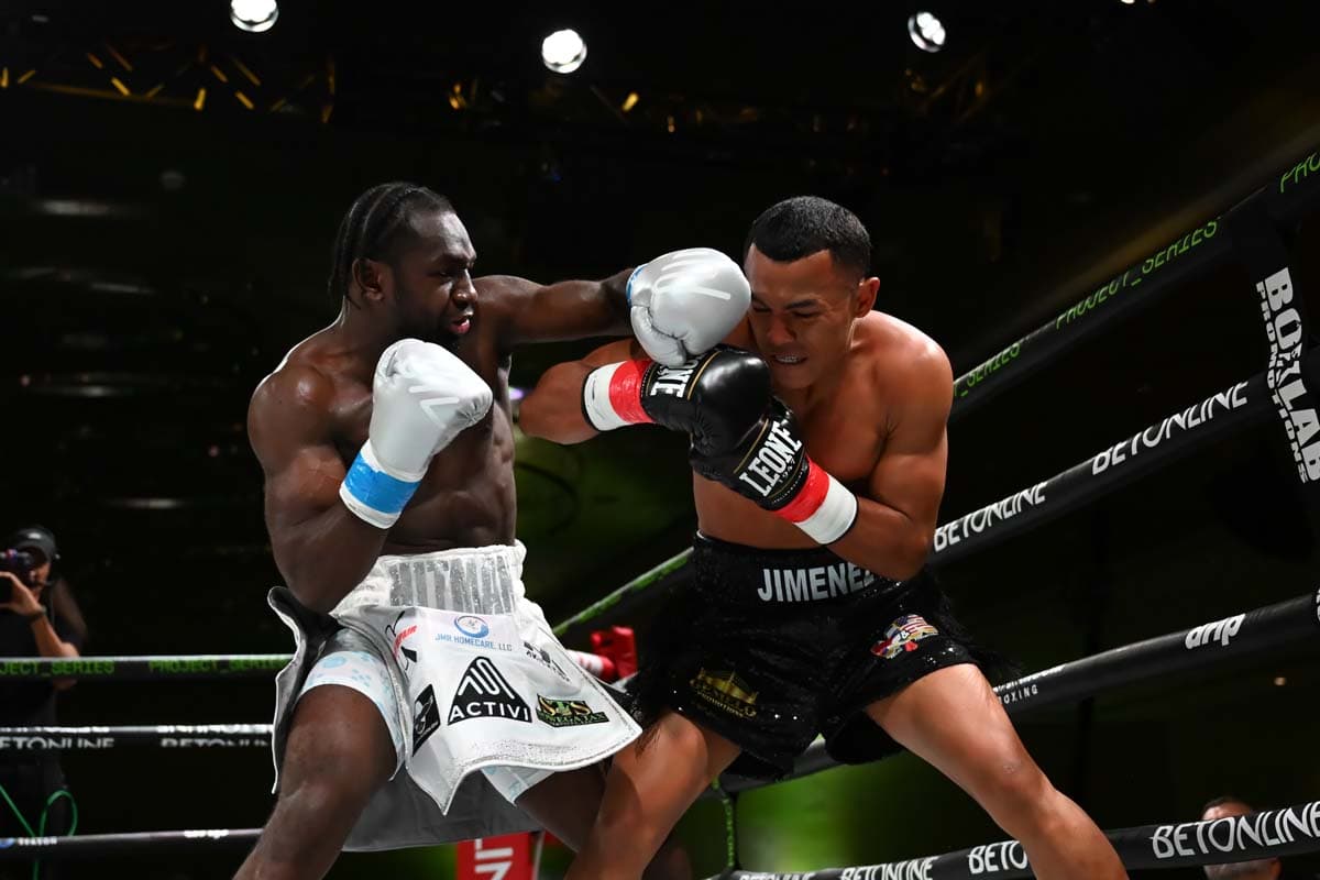 Haven Brady Jr. lands a hook during his bout against Bryan Jimenez