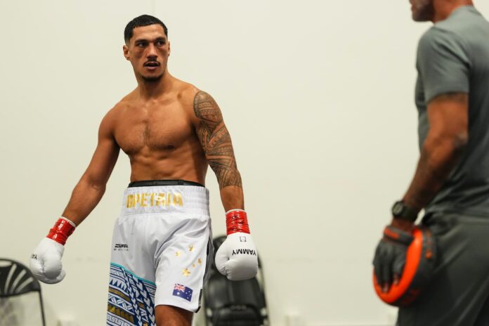 Jai Opetaia backstage before his bout