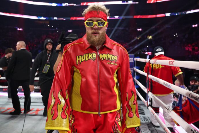 Jake Paul in the ring during his heavyweight bout against Anthony Joshua