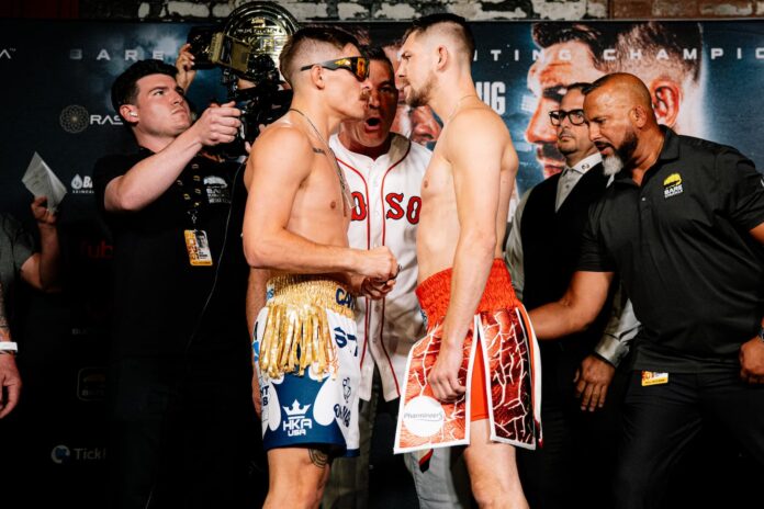 Kai Stewart and Harry Gigliotti at the BKFC 92 Boston weigh-in