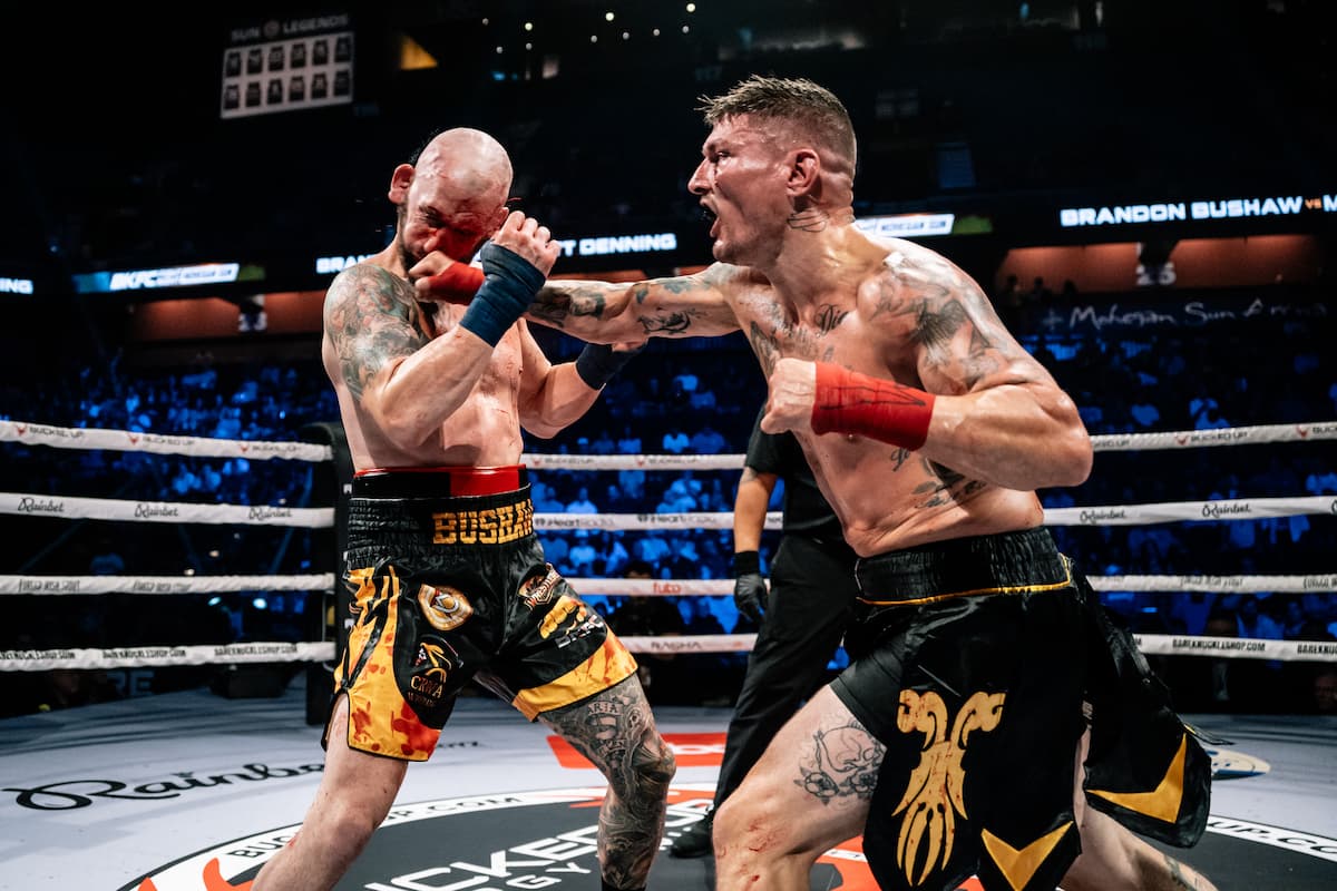 Matt Denning lands a punch during his bout against Brandon Bushaw