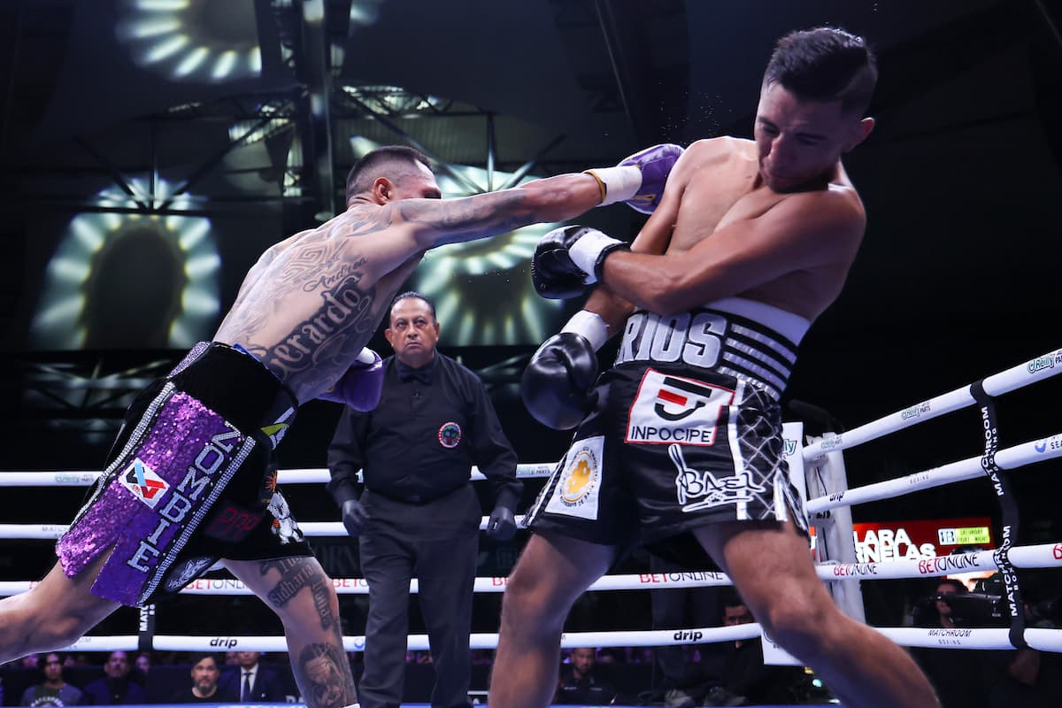 Mauricio Lara lands a punch during his bout against Carlos Ornelas