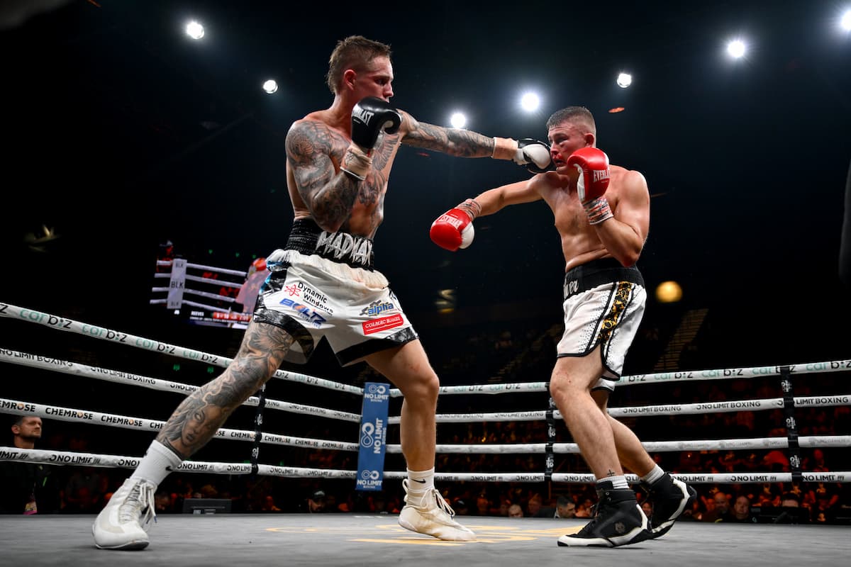 Max Reeves throws a jab during his bout against Oliver Firth
