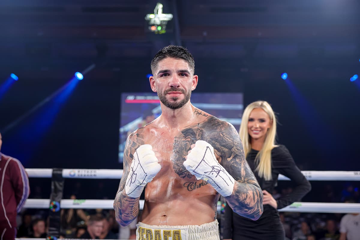 Michael Zerafa poses after his victory over Alejandro Ortiz