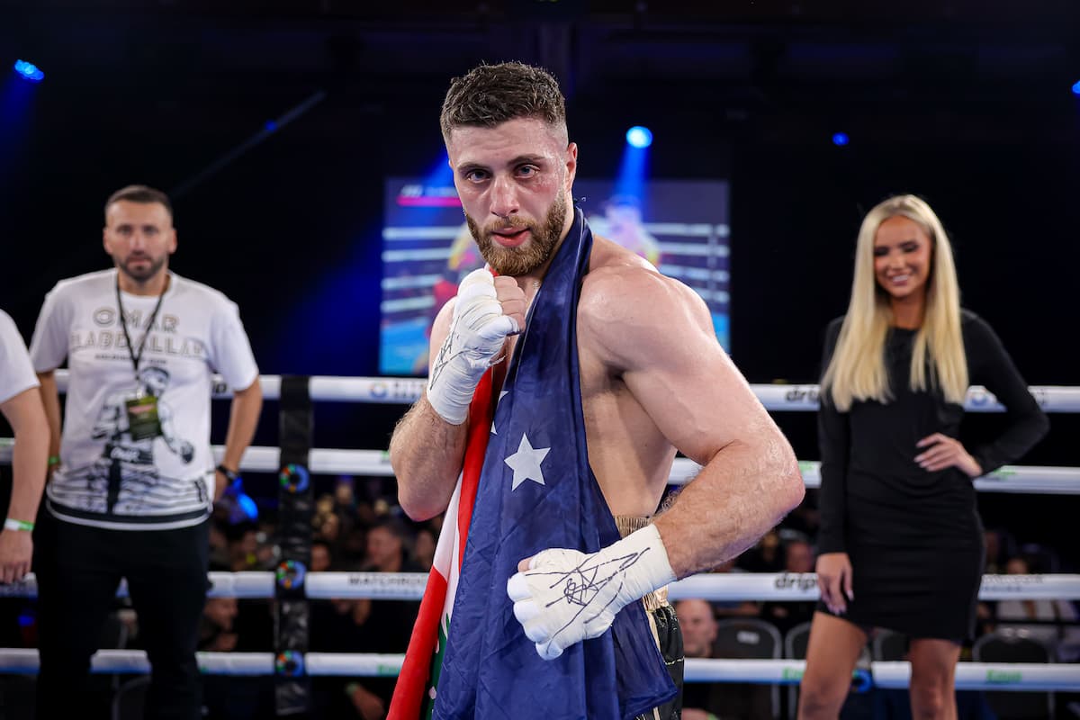 Omar El-Abdallah poses after his victory over Jordan Towns