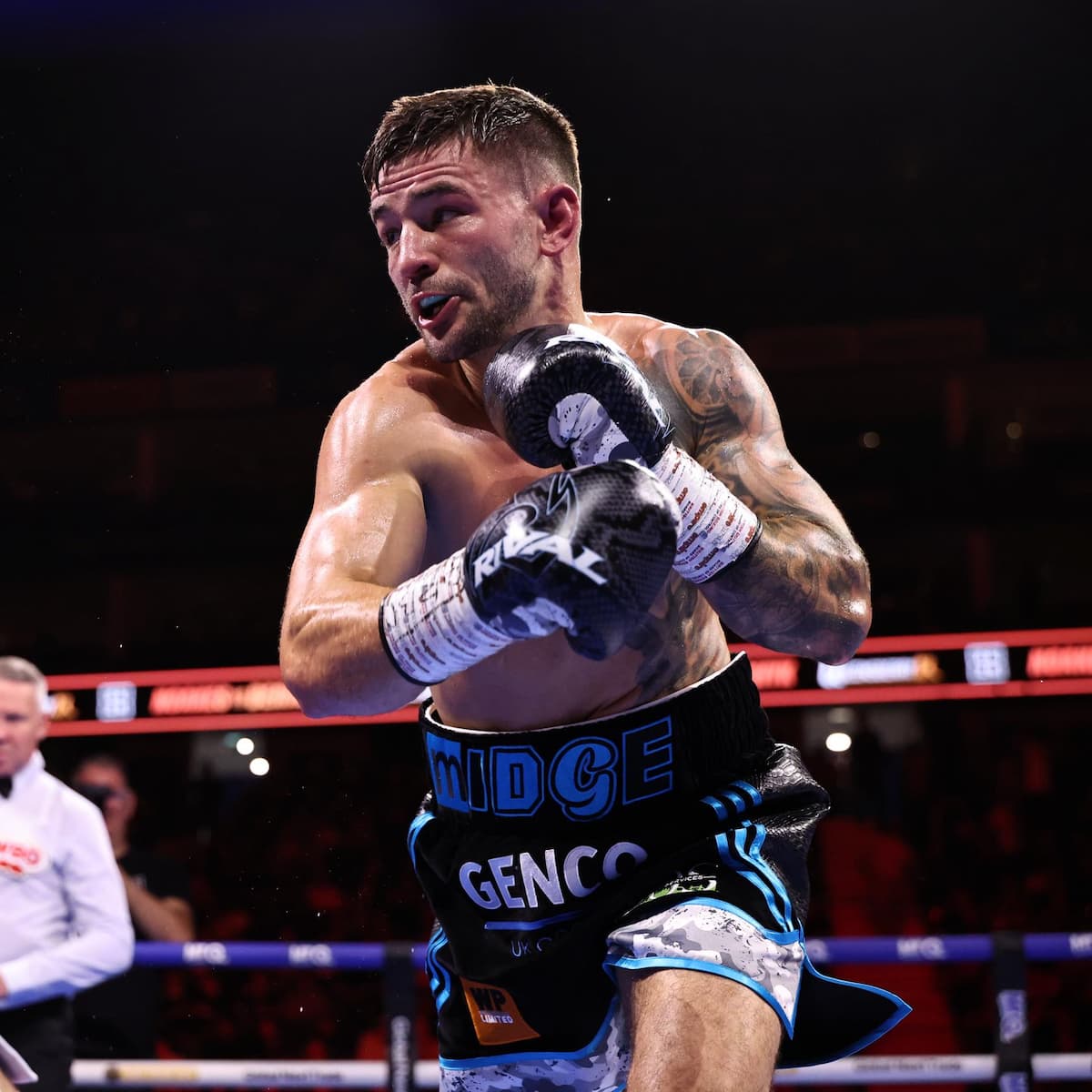 Sam Noakes during his bout against Denys Berinchyk