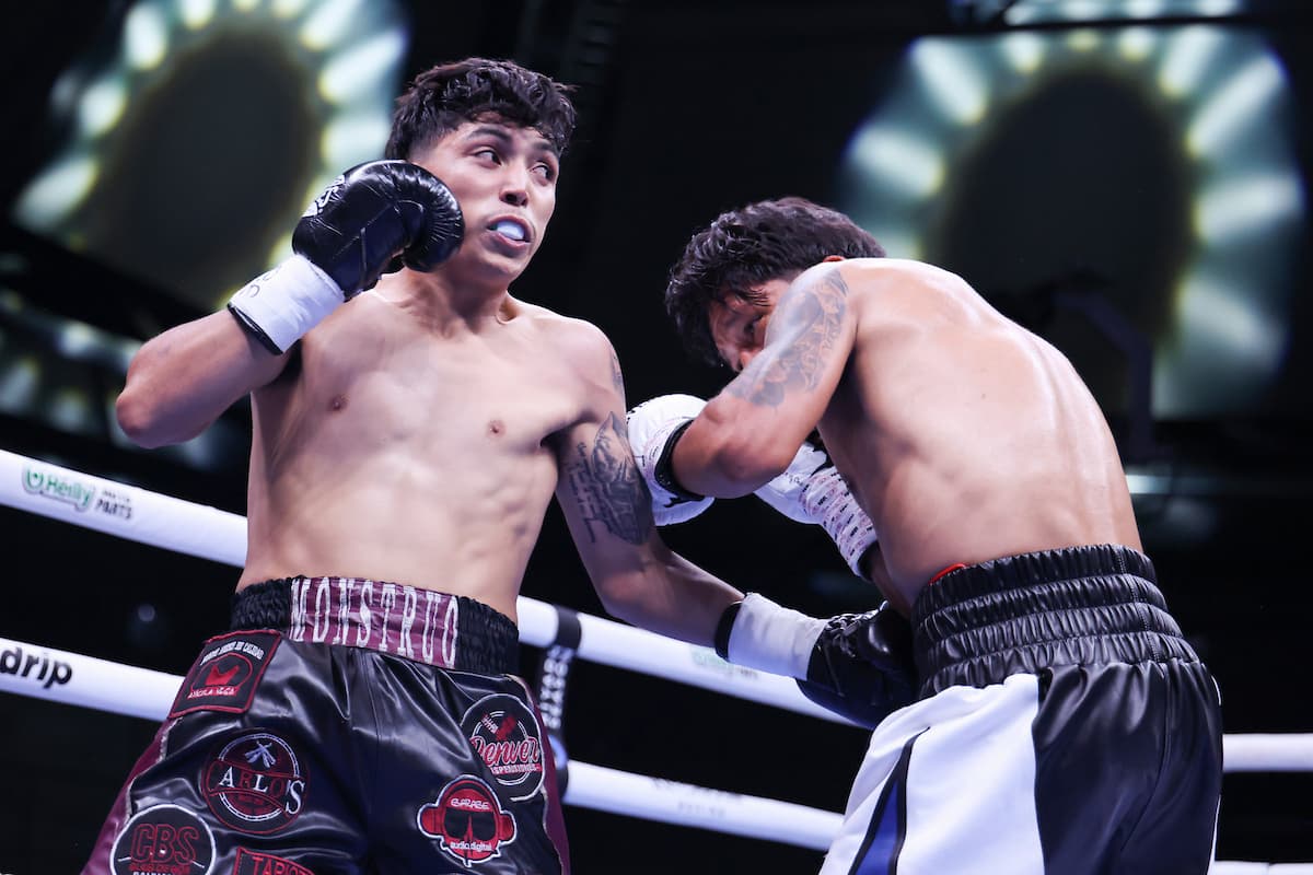 Santiago Barajas lands an uppercut during his bout against Joshua Franco