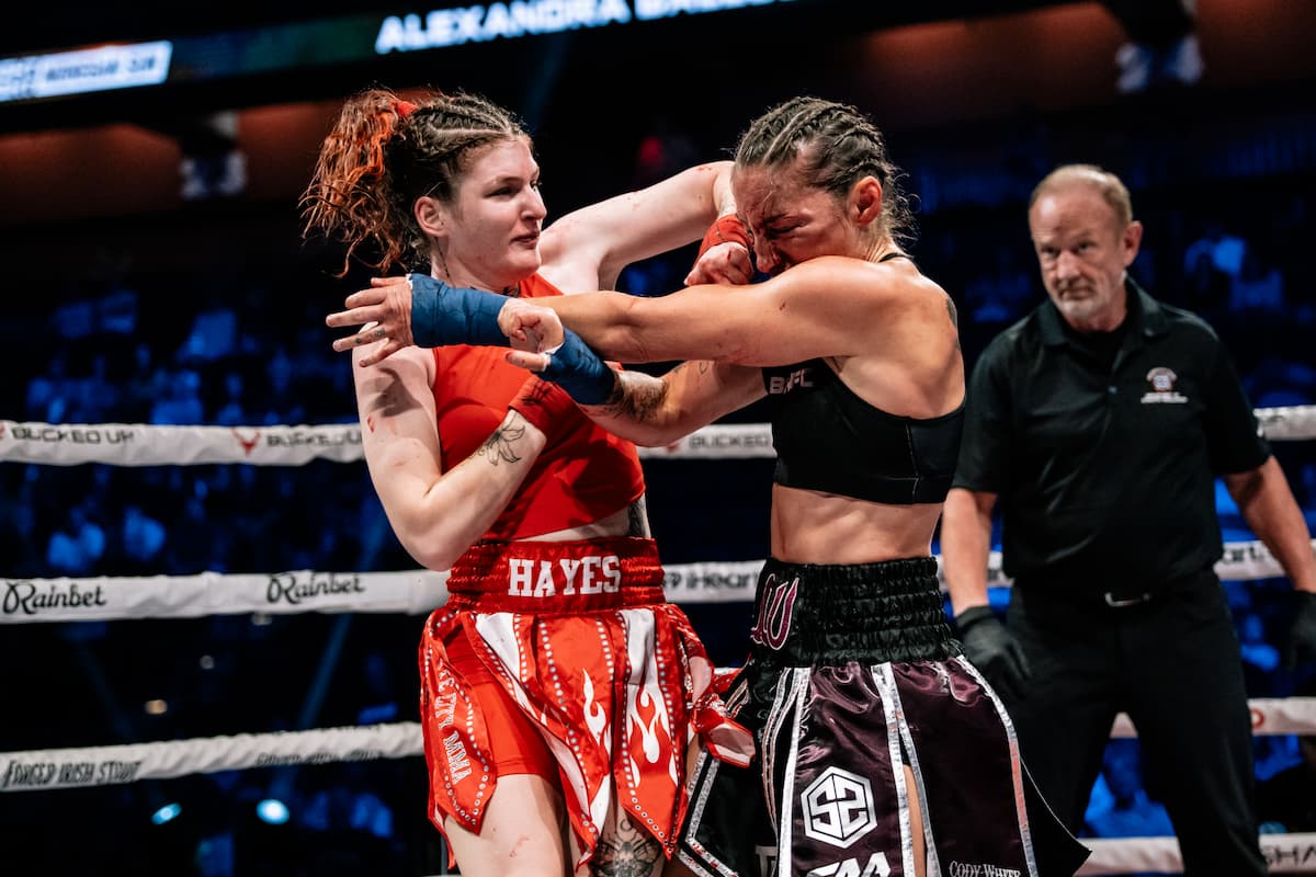 Sophia Hayes lands a punch during her bout against Alexandra Ballou