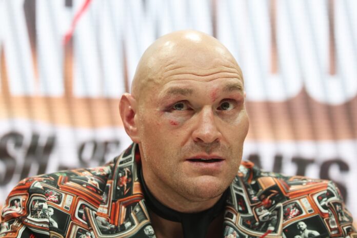 Tyson Fury during the post-fight press conference