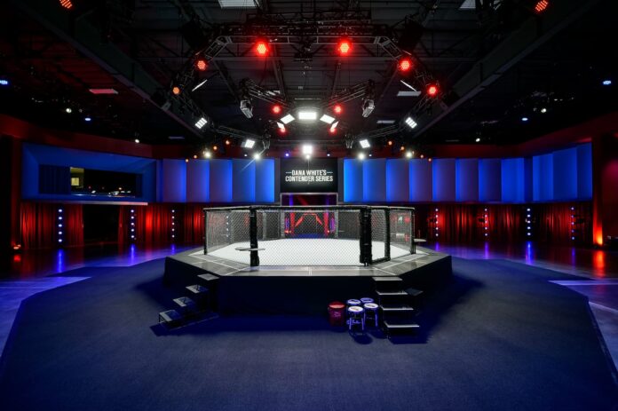 UFC Octagon set up at Meta APEX in Las Vegas