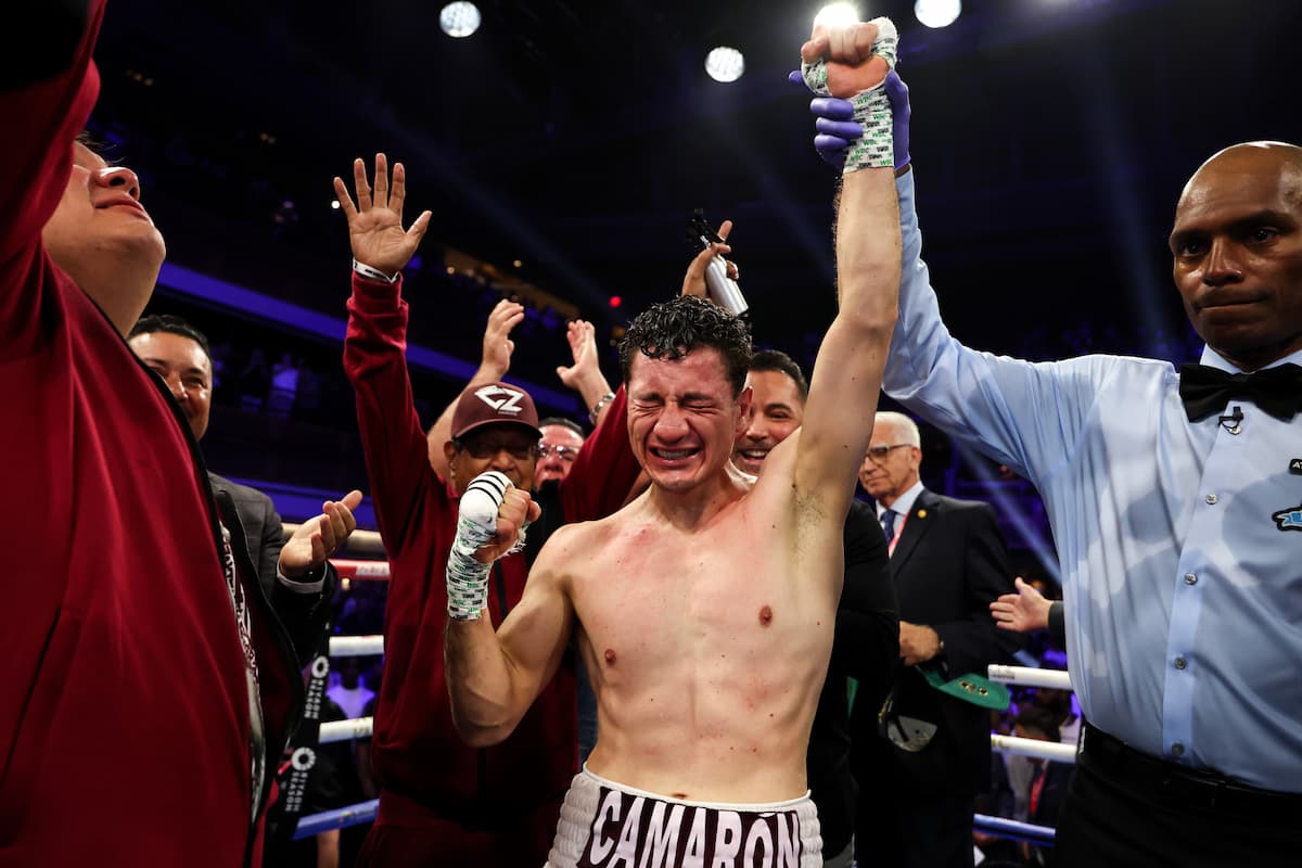 William Zepeda has his hand raised in victory over Lamont Roach Jr.