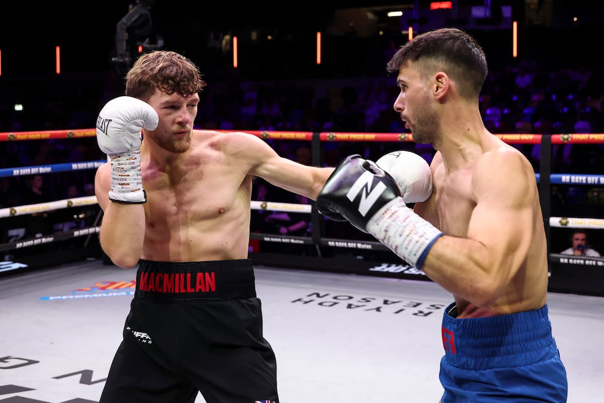Alex MacMillan throws a jab during his bout against Guillaume Azagier