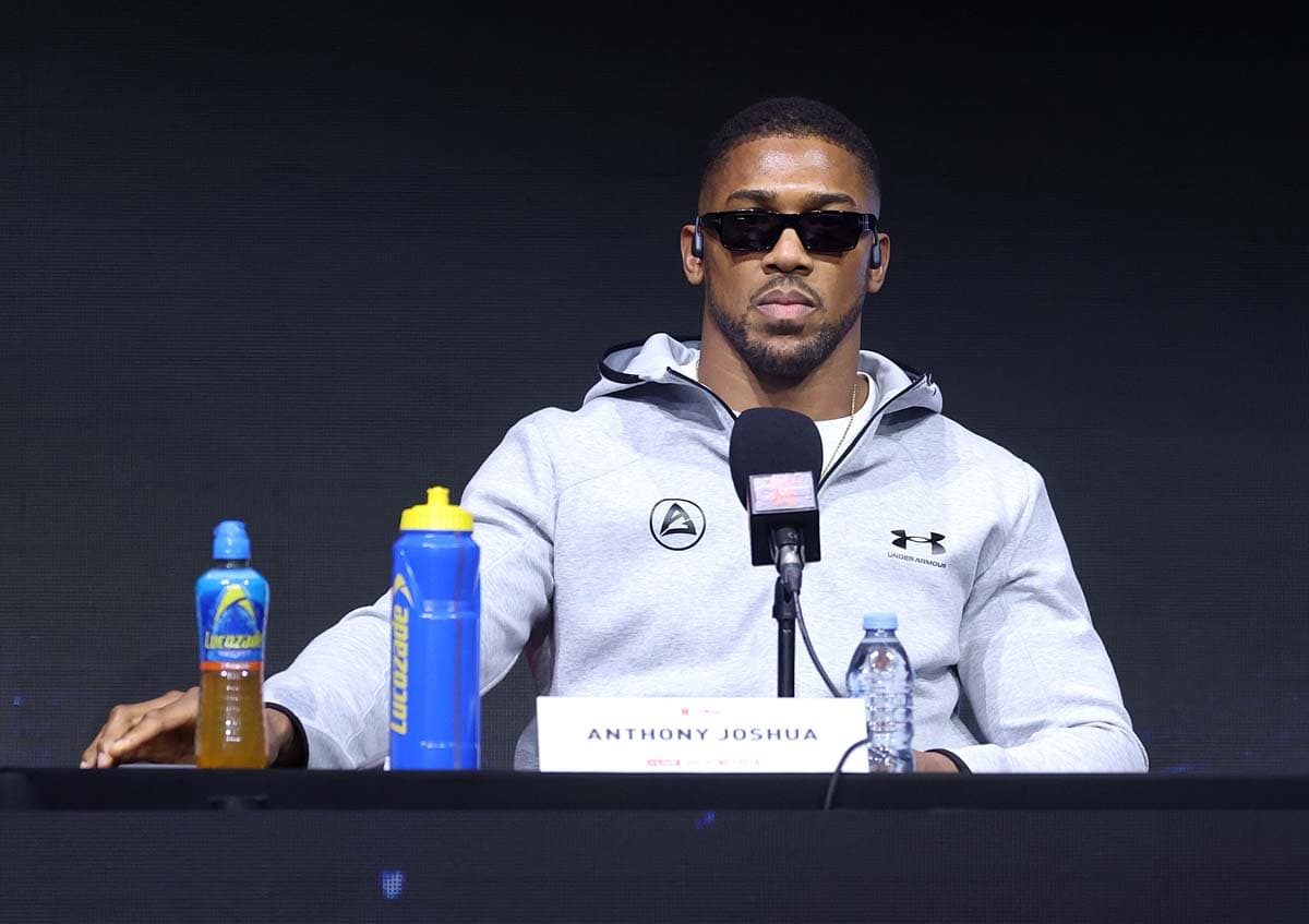 Anthony Joshua during the press conference in London