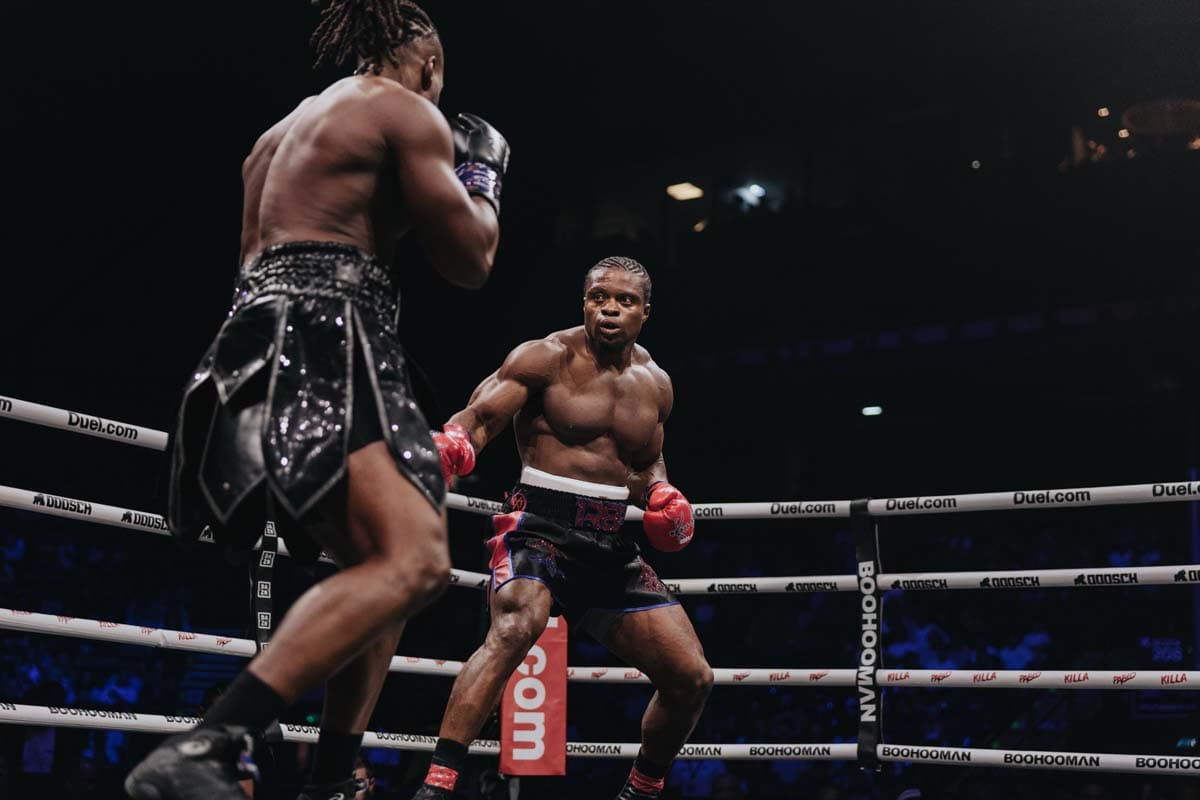 Baffour "Armz Korleone" Boateng during his bout against Kelechi "Kelz" Dyke