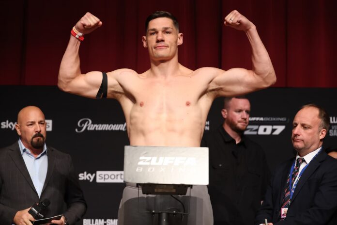Chris Billiam-Smith during the ceremonial weigh-in ahead of his bout against Ryan Rozicki
