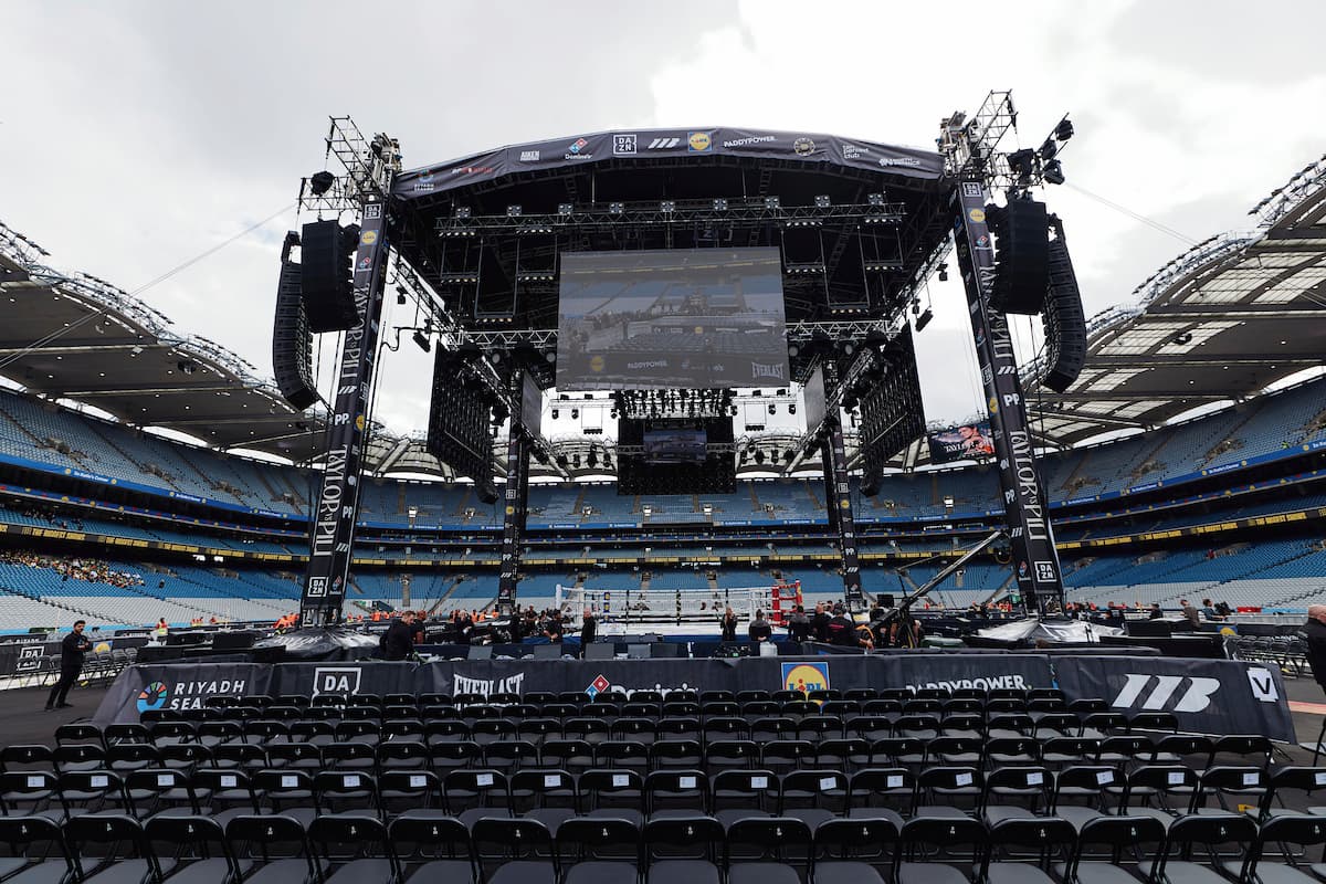 Boxing ring set up at Croke Park for the Taylor vs Pili event