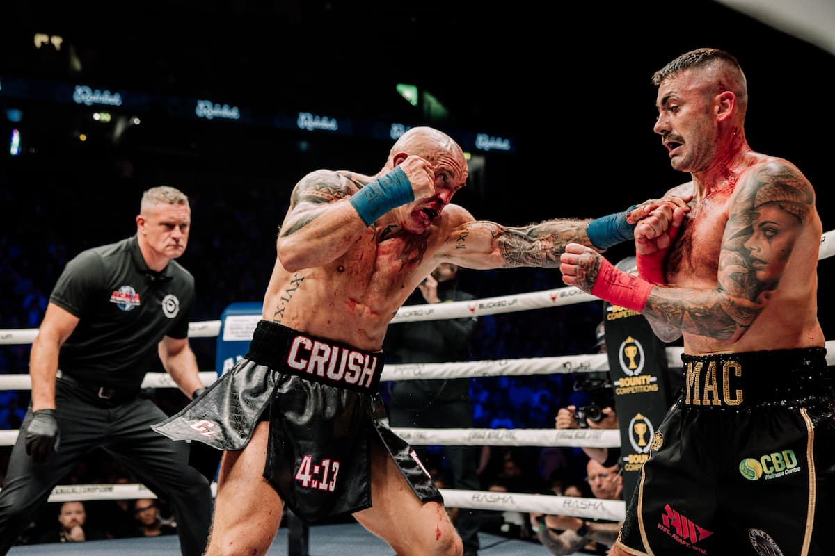 Gaz Corran lands a jab during his bout against Macaulay Bygraves