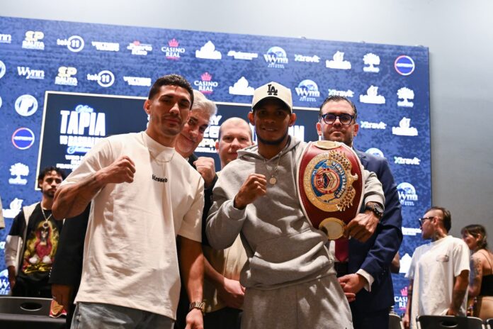 Henry Lebron and Derlyn Hernandez during the press conference in San Juan