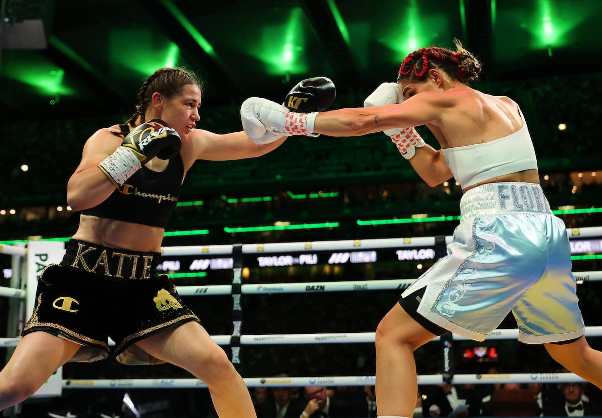 Katie Taylor and Flora Pili during their bout