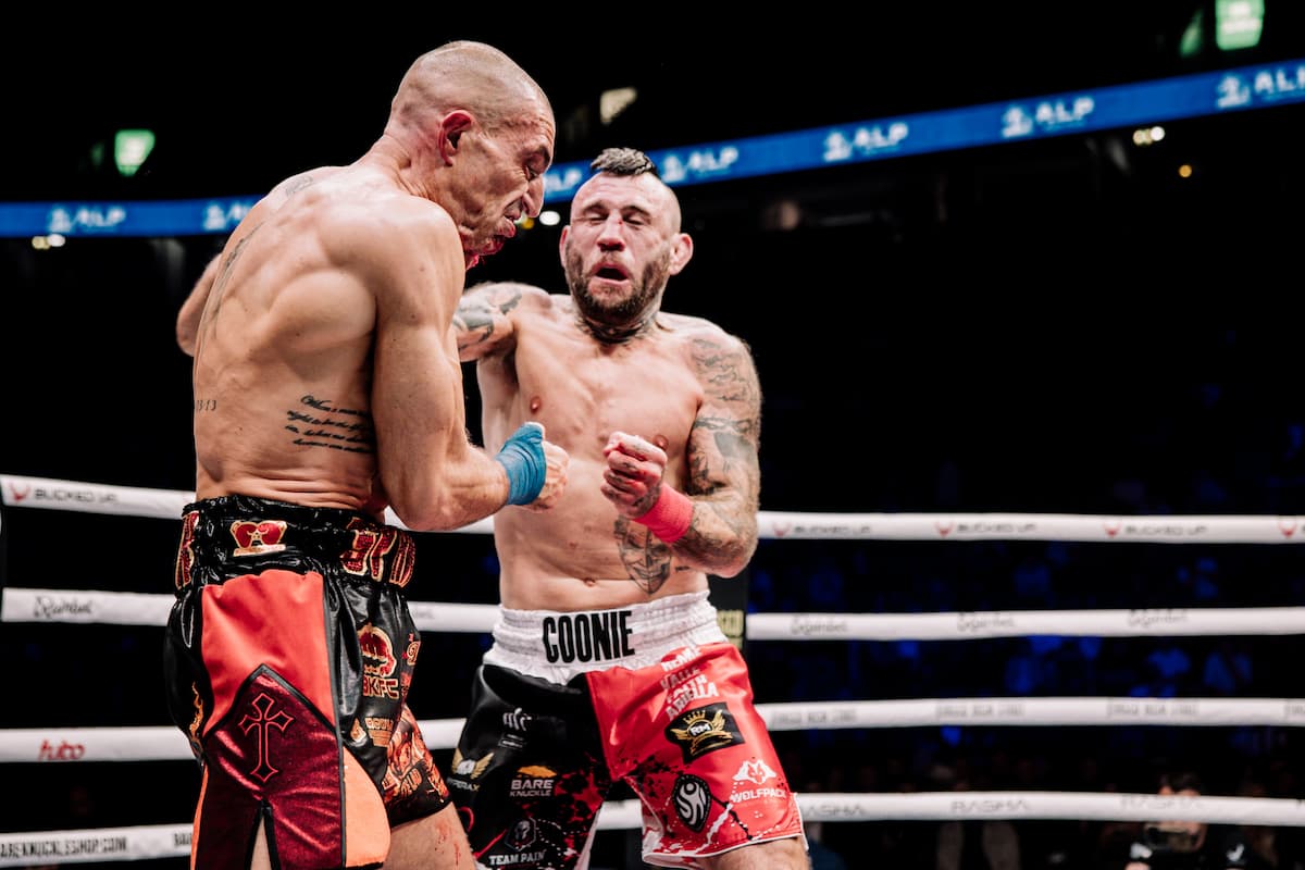 Leigh Cohoon lands a punch during his bout against Ste Wallwork