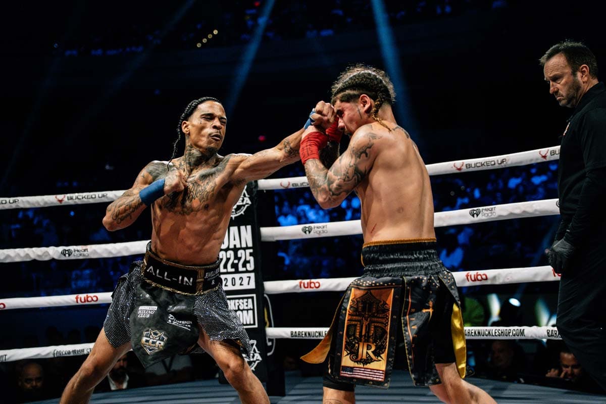 Matt Russo lands a jab during his bout against Jancarlos Rivera