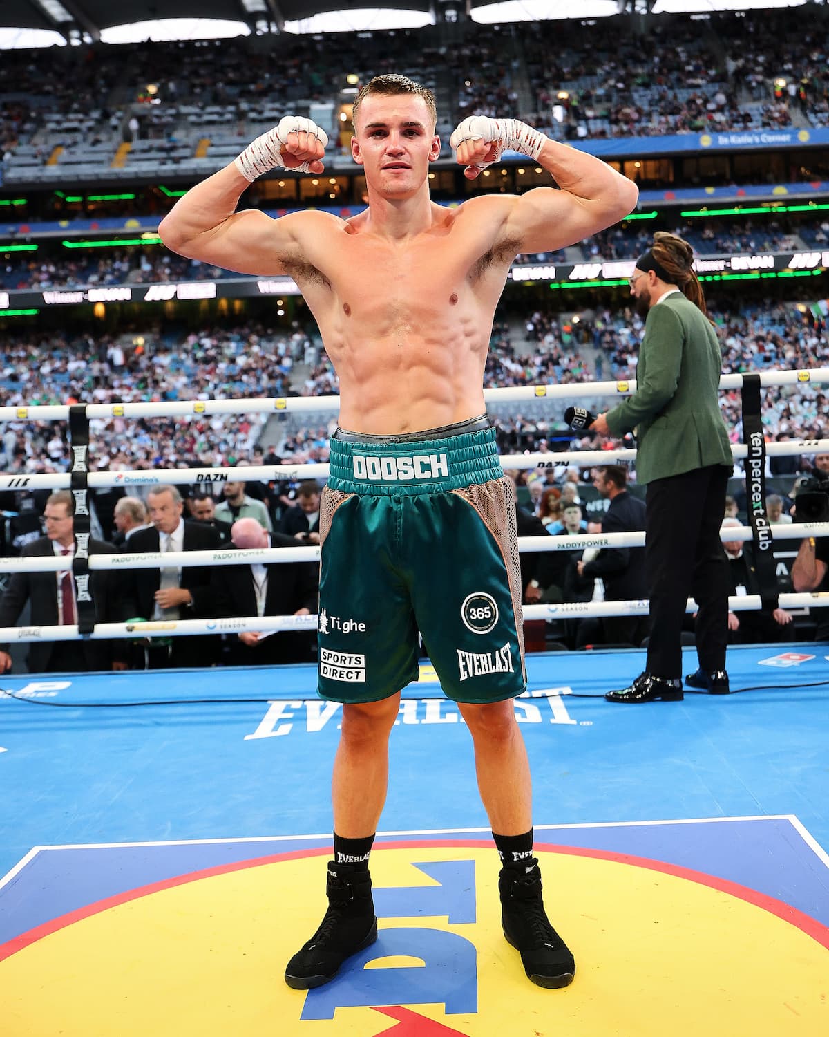 Taylor Bevan poses after his victory over Emmet Brennan