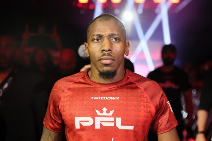 Taylor Lapilus walks out during his bout against Jake Hadley