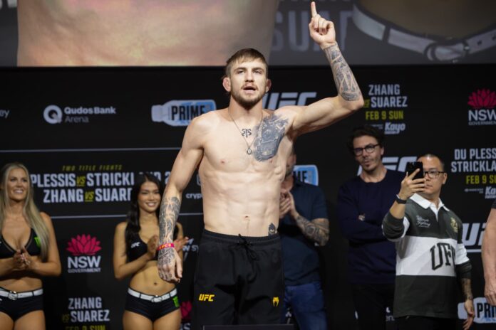 Tom Nolan during the UFC 312 ceremonial weigh-in