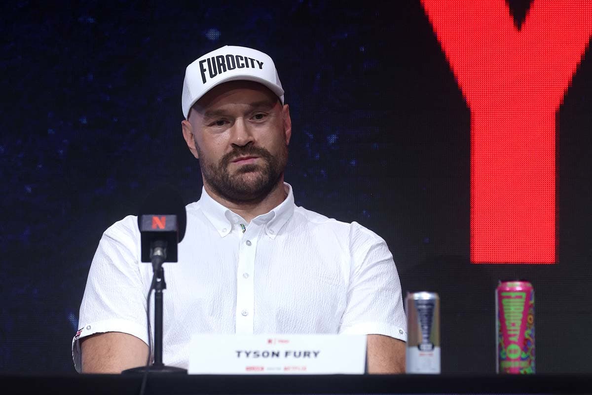 Tyson Fury during the press conference in London