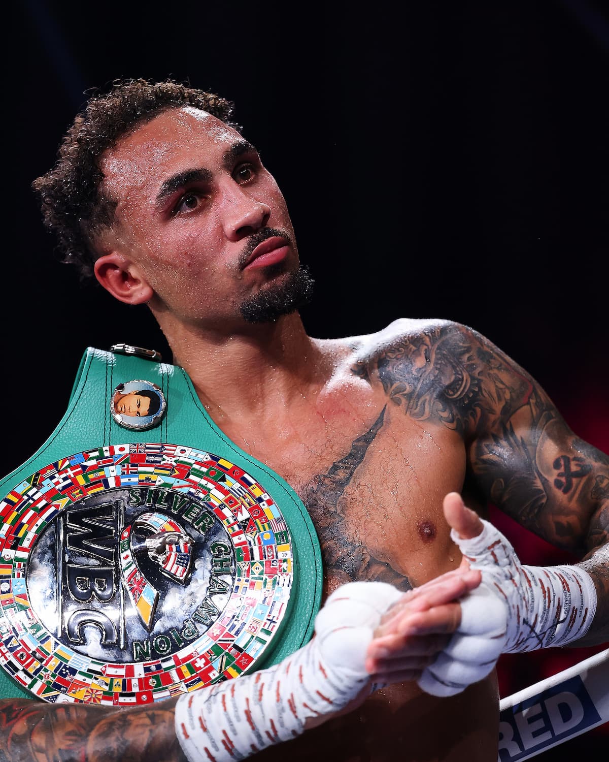Ben Whittaker with his WBC championship belt following his victory over Conor Wallace