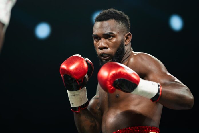 Carlos Adames during his bout against Terrell Gausha