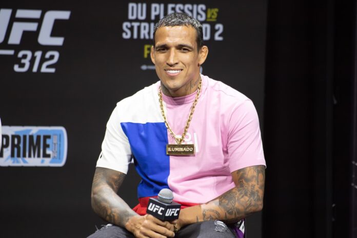 Charles Oliveira during the UFC 312 Q&A at Qudos Bank Arena in Sydney