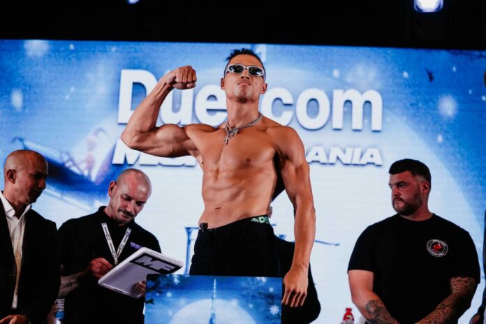 Chase DeMoor during the weigh-in ahead of his boxing bout in Dubai