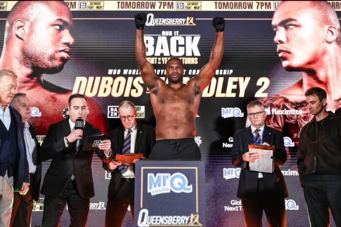 Daniel Dubois during the ceremonial weigh-in in London