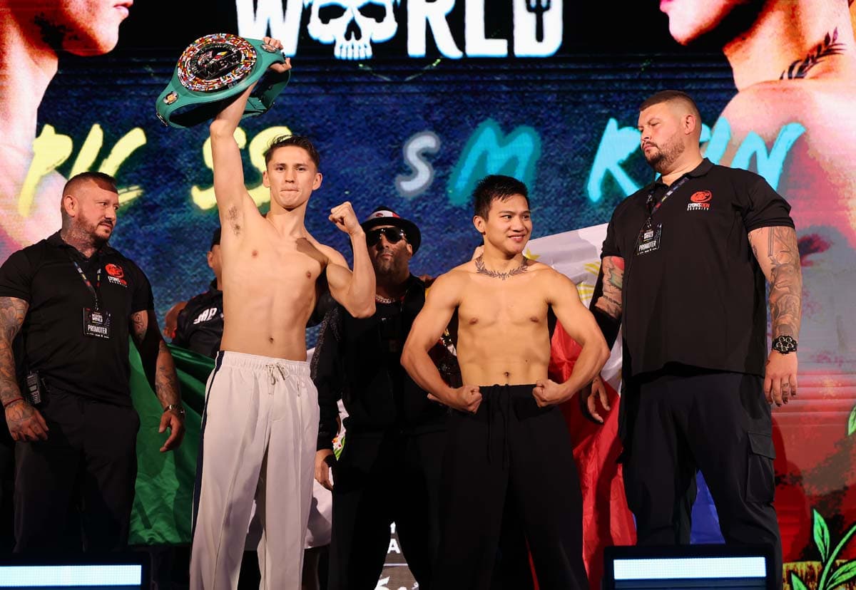 David Picasso and Carl Jammes Martin during the weigh-in