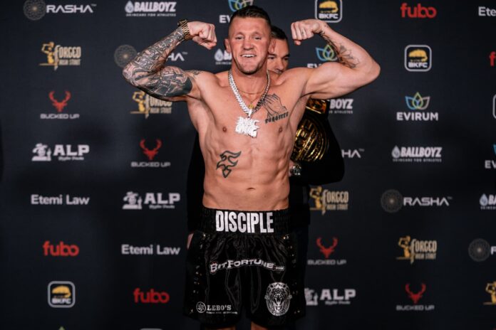 Dustin Pague during the BKFC Mohegan Sun weigh-in