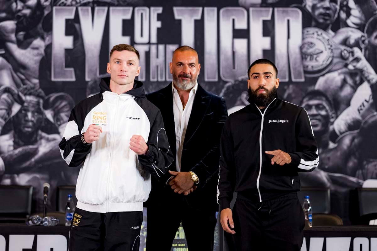 Dzmitry Asanau and Luis Santana during the press conference