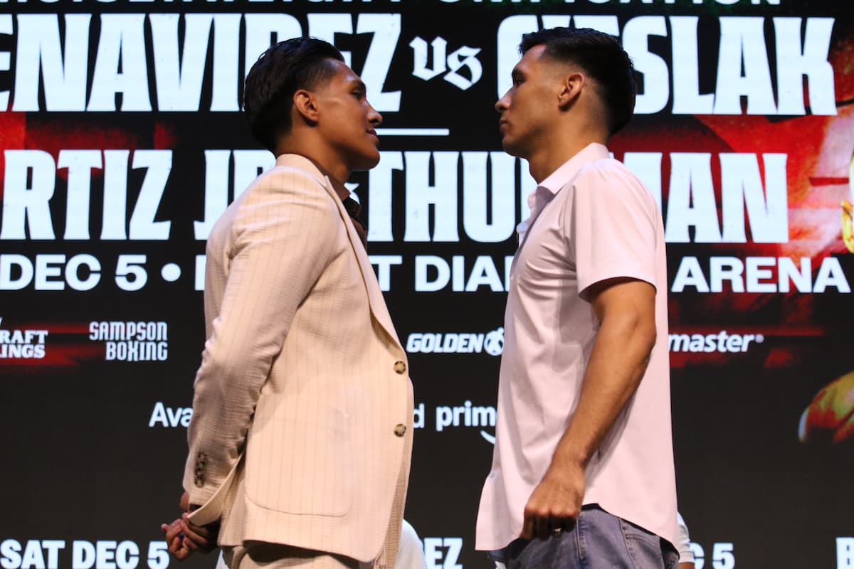 Emiliano Vargas and Omar Juarez face off at a press conference