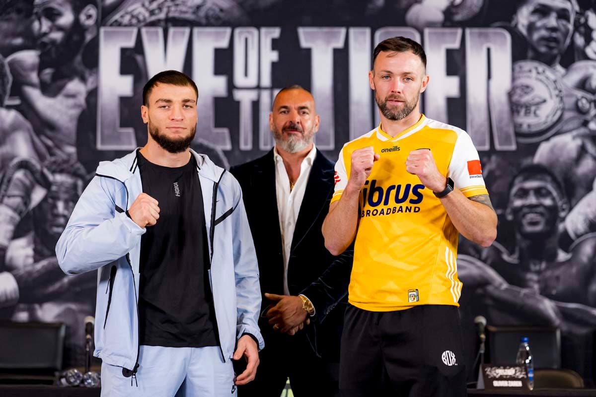 Imam Khataev and Padraig McCrory during the press conference