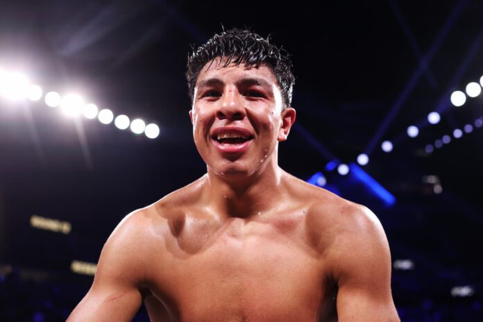 Jaime Munguia during his fight against Armando Resendiz at T-Mobile Arena in Las Vegas